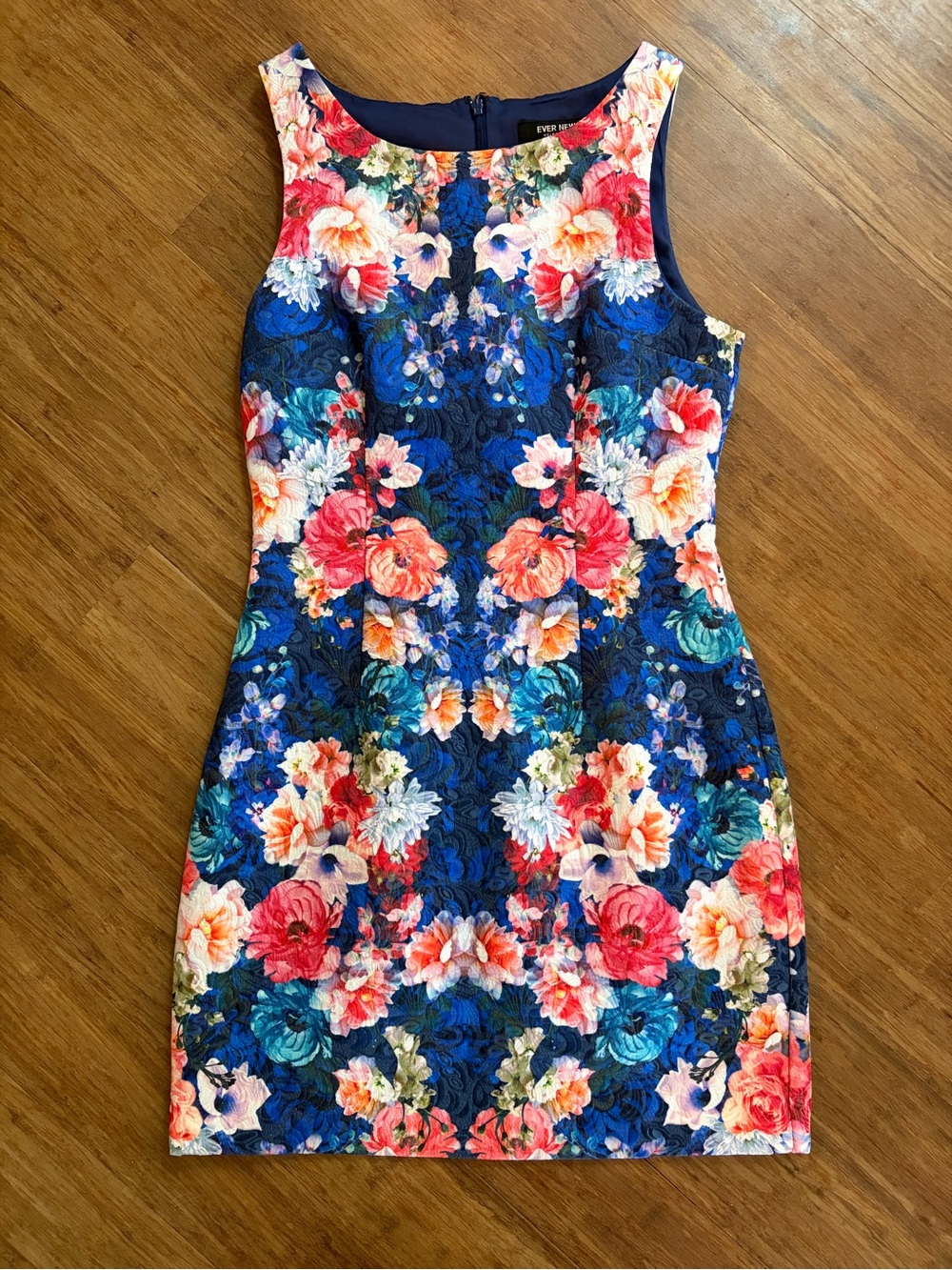 Ever New Melbourne Floral Jacquard Sheath Dress Sz 6 Blue Multicolor Cocktail